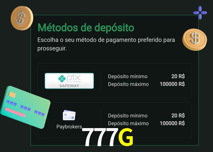 O cassino 777G oferece uma grande variedade de métodos de pagamento